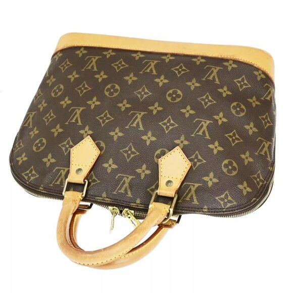 LOUIS VUITTON LV Logo Alma Hand Bag Monogram Leather Brown France M51130 35HB980 - Picture 10 of 16
